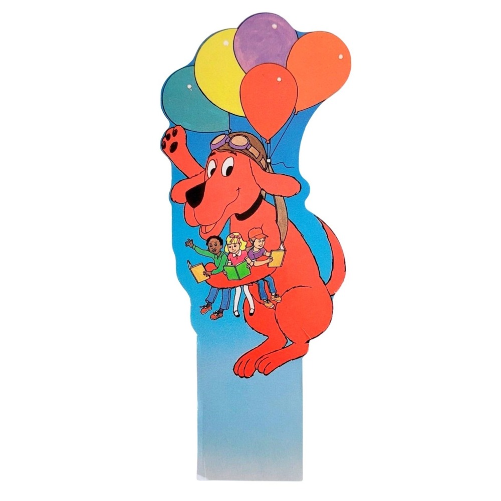 Vintage 80s Clifford Big Red Dog Bookmark die-cut paperboard Balloons Kids 1980s